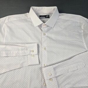 JF J.Ferrar Men's Regular Fit Stretch Dress Shirt White Purple Diamond Pattern L
